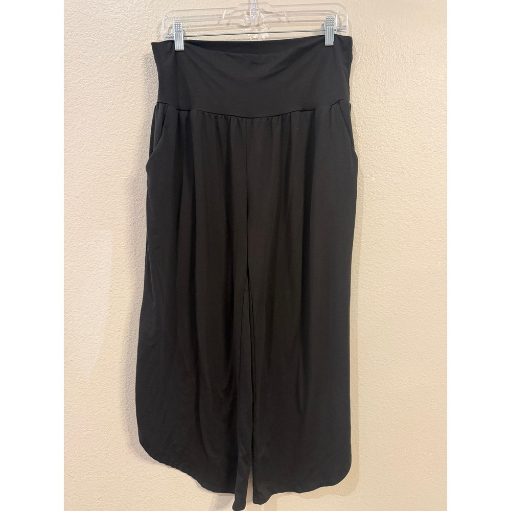 UEU Womens Black High Waisted Wide Leg Palazzo Pants with Pockets Size XL